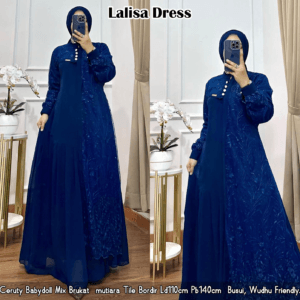 LALISA DRESS PLAKAT AISHAA – NAVY