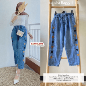 RESTOK SANDRA BAGGY PANTS LOVE – ONE COLOUR – XL