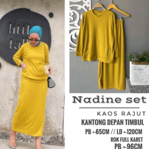 NADINE SET ROK KNIT – KUNING LIME