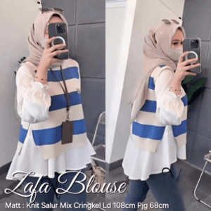 ZAFA BLUOSE – DASAR WHITE GARIS BLUE