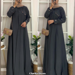 SALE CLARITA DRESS CRINKLE BY NAZWA – DARK GREY