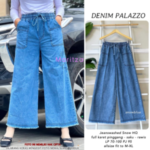 RESTOK KULOT PANTS DENIM PALAZZO – SNOWBLUE