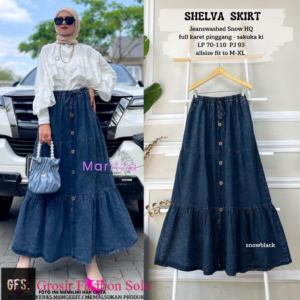 RESTOK SHELVA SKIRT – SNOW BLACK