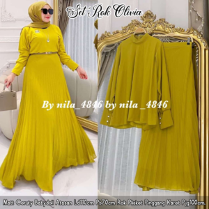 PROMO MERDEKA SET ROK OLIVIA PLISKET FREE BELT BY FARASHA – LIME