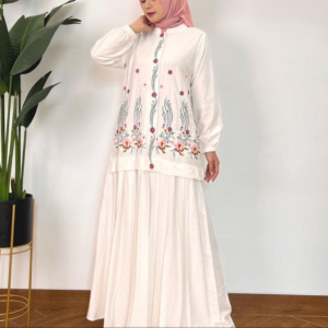 EMBORDIR SET ROK DRESS BY FARASHA – WHITE