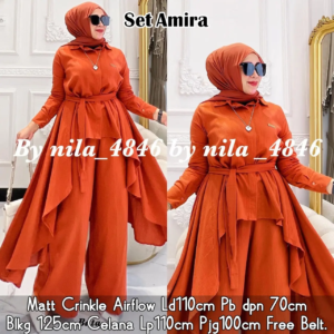 AMIRA SET CRINKLE BY HAMMADA – TERACOTA