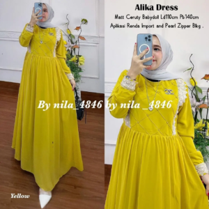 SALE ALIKA DRESS BY HAMMADA – KUNING LEMON