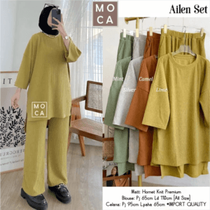 AILEN SET HORNET KNIT BY AISHAA – LEMON